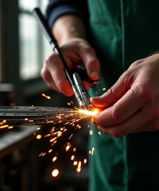 Artisan travaillant le métal avec précision